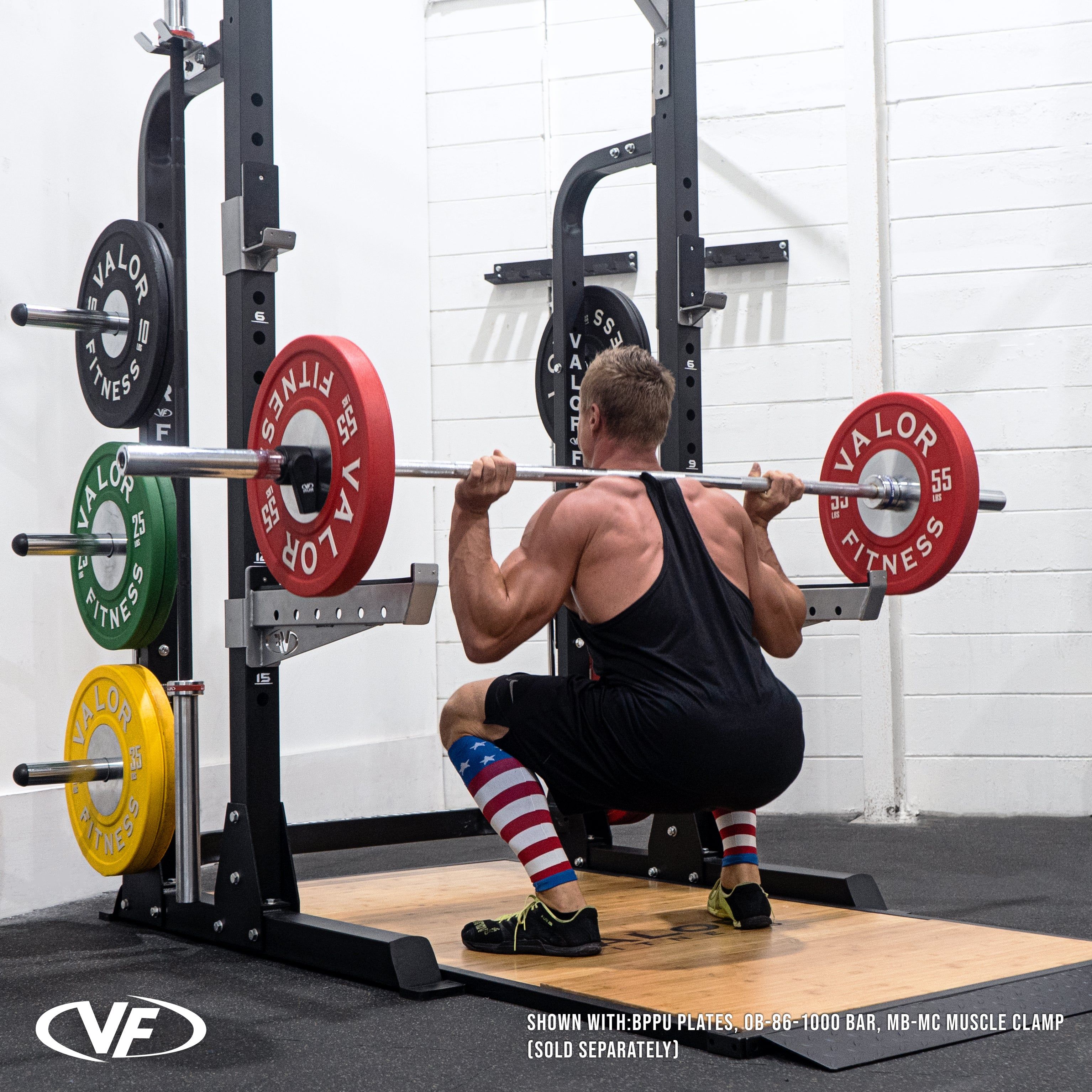 3x3 Half Rack w/ Platform, Multi Grip Bar, and Plate Storage